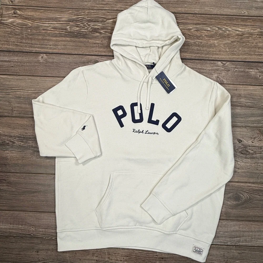 Polo Ralph Lauren Mens Hoodie Size‎ XXL Parchment Cream Logo Fleece NEW